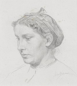 女性のポートレート 作： Albert Anker